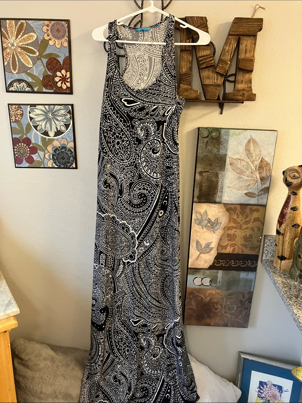 Tori Richard Honolulu! Black and White Paisley Maxi Dress Large Sexy Hot Fab!!